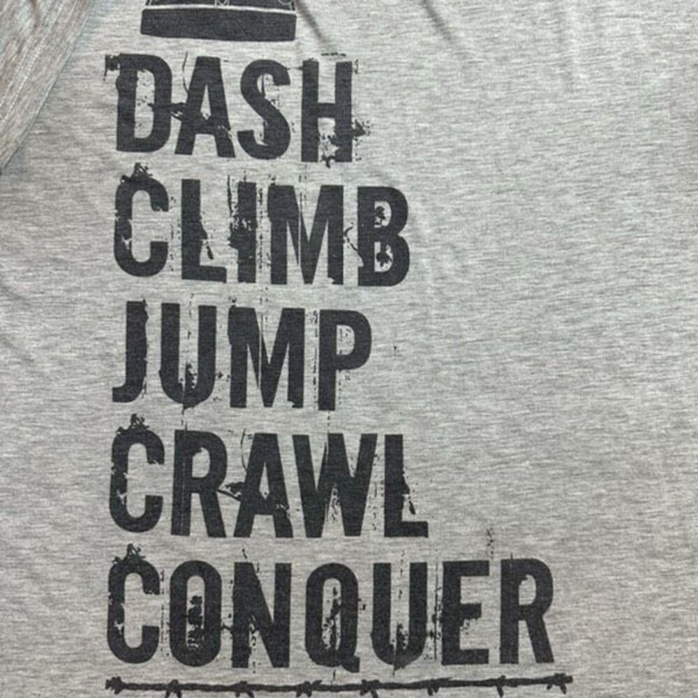 Warrior Dash Men's Heather Gray Short Sleeve Crew Neck Graphic T-Shirt Size XL